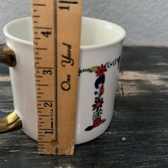 Opalhouse Monogram Stoneware Mug Set - Initial "T" - Floral & Coral Designs - 2- - Picture 4 of 12